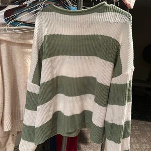 Green and white sweater